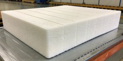 Making 37 Density PU Foam A PU foam block with a density label of 37 kg/m³