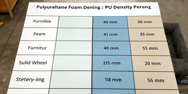 A chart showing different PU foam applications and their corresponding density ranges