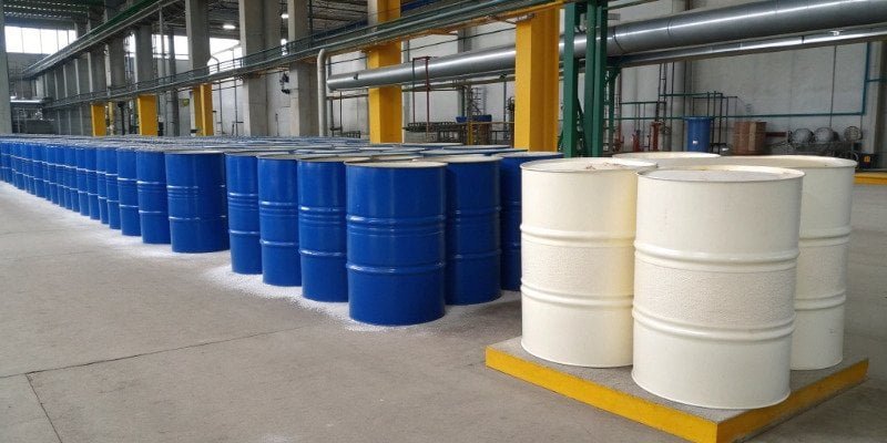 A complete PU foam production line with conveyor and molds