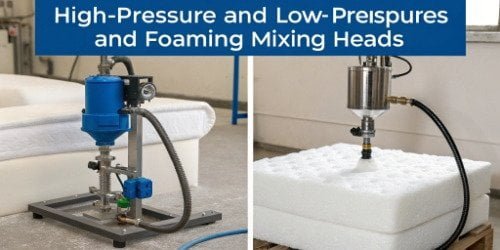 High-Pressure vs Low-Pressure Mixing Diagram comparing high-pressure and low-pressure mixing heads
