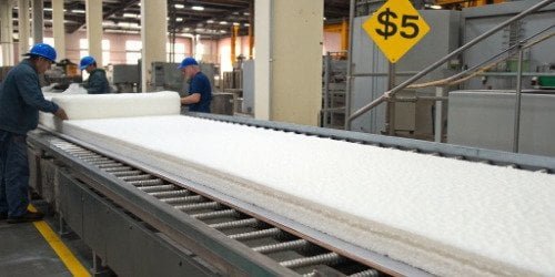 Foam Machine Price A price tag overlaying a foaming production line
