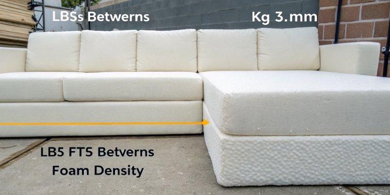 A comparison chart showing the conversion between lbs/ft³ and kg/m³ for foam density.
