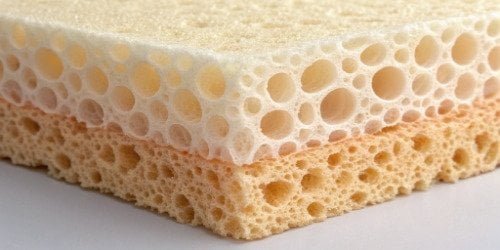 A cross-section image showing the cellular structure of PU foam