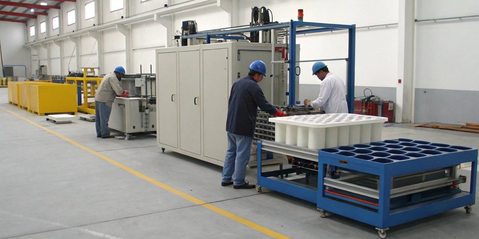 A versatile polyurethane foaming machine in a clean workshop