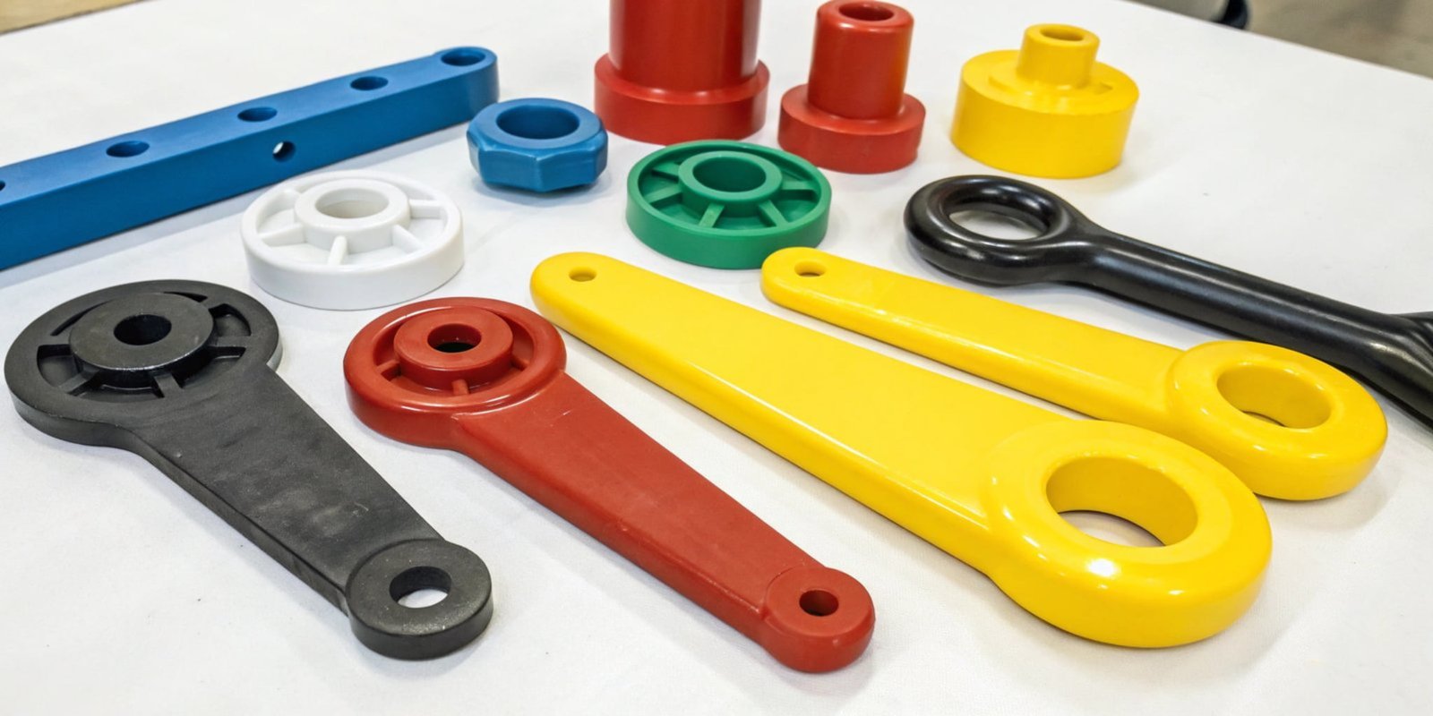 Custom Cast Urethane Parts A collection of custom cast urethane tools and parts in various shapes and colors