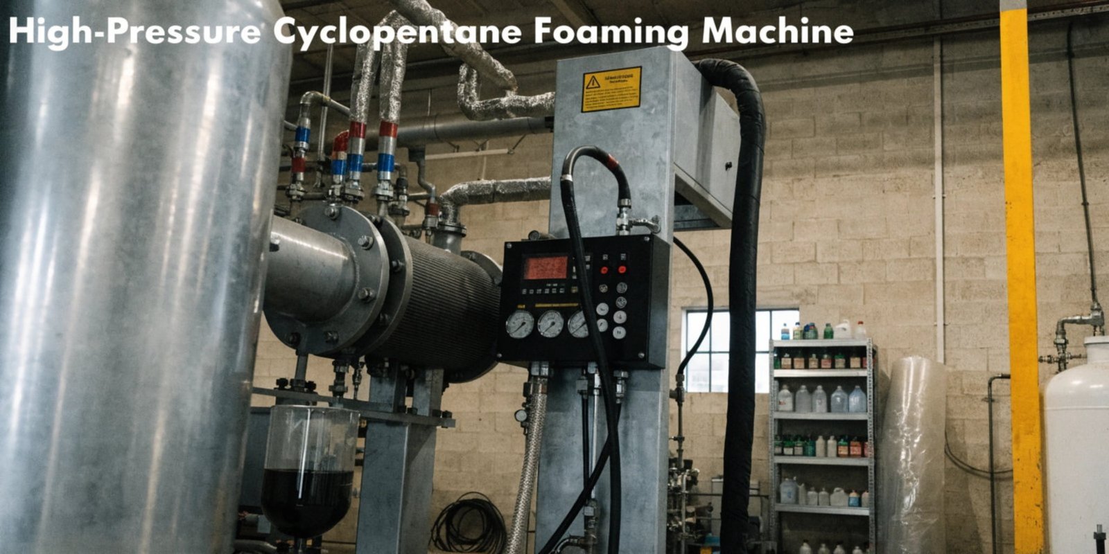 High-Pressure Cyclopentane Foaming Machine High-pressure cyclopentane foaming machine in a factory setting