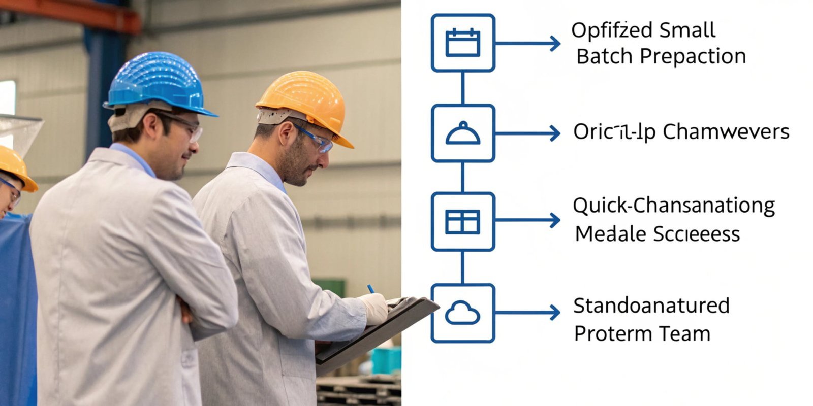 Workflow diagram showing optimized small-batch production
