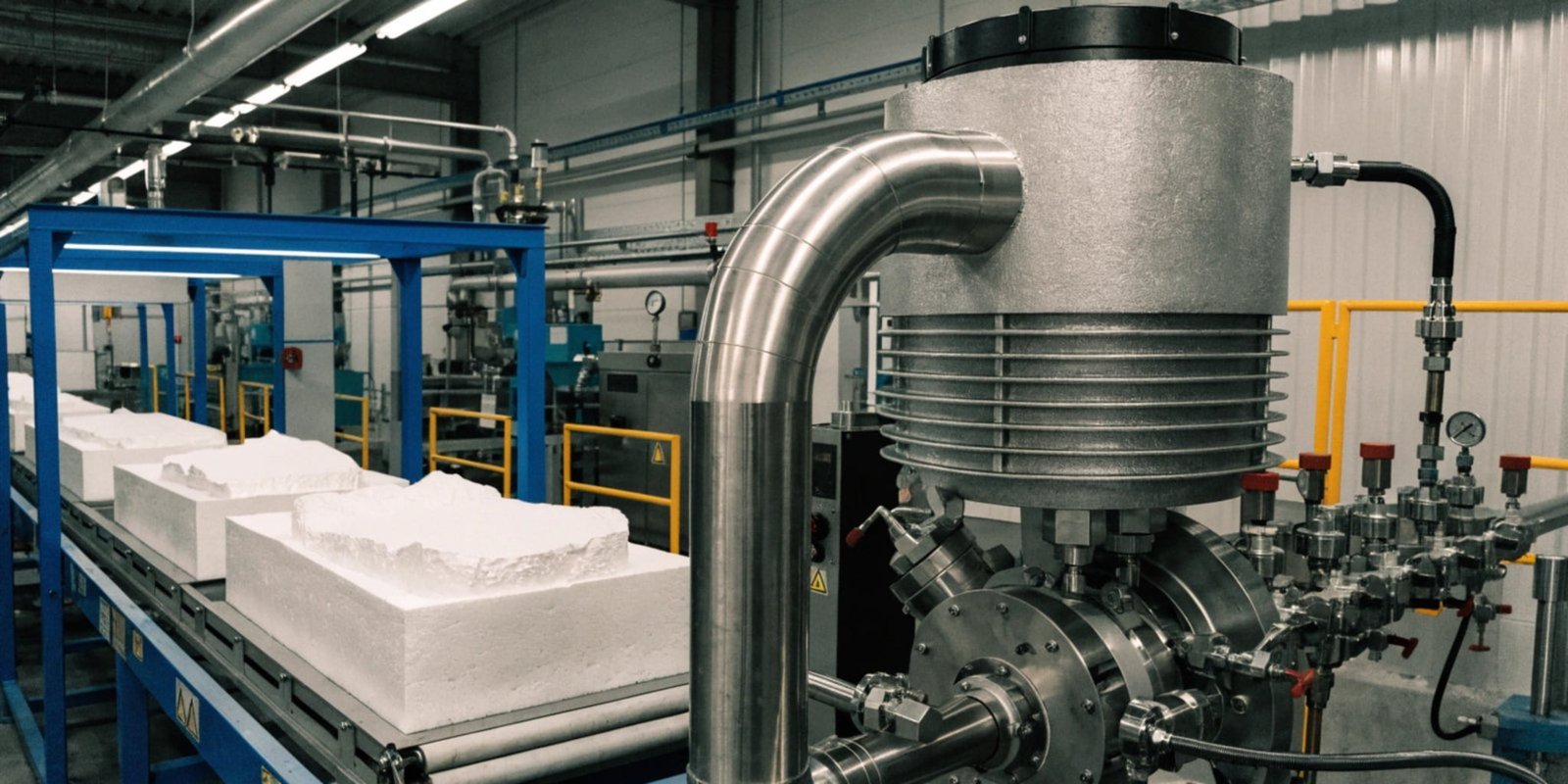 Efficient Production Line An efficient production line with a foaming machine operating smoothly