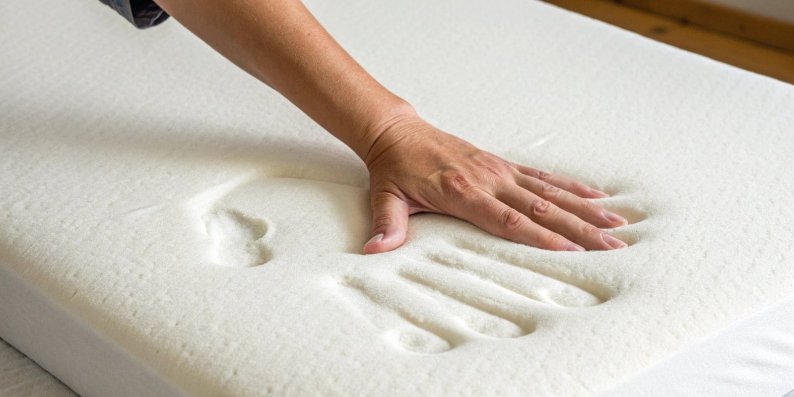 Push Test on Memory Foam A hand pressing into memory foam, leaving an imprint