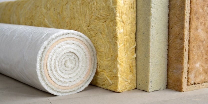 Different types of insulation materials side by side
