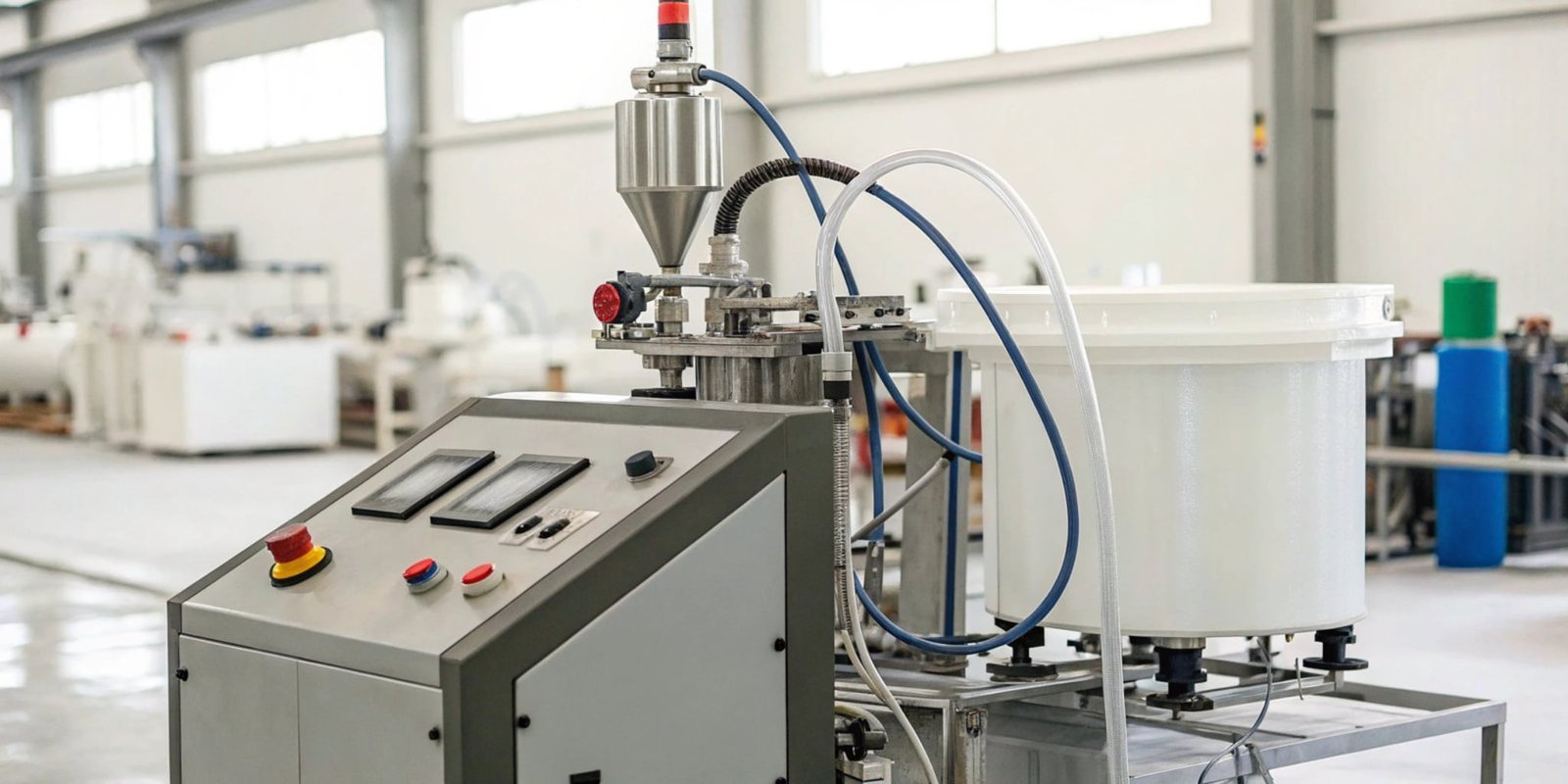 A Foamor high-pressure PU foaming machine with its control panel and mixing head visible