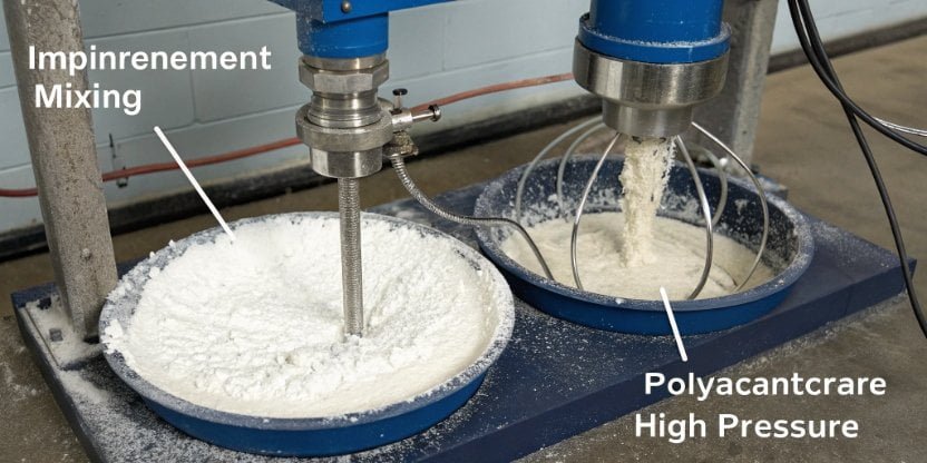 Diagram of Impingement Mixing Process a diagram showing impingement mixing in a PU foam mixhead