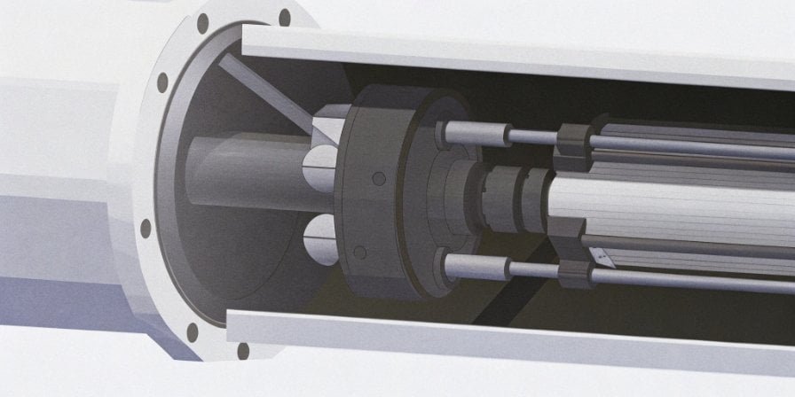 Close-up of a high-pressure mixing head
