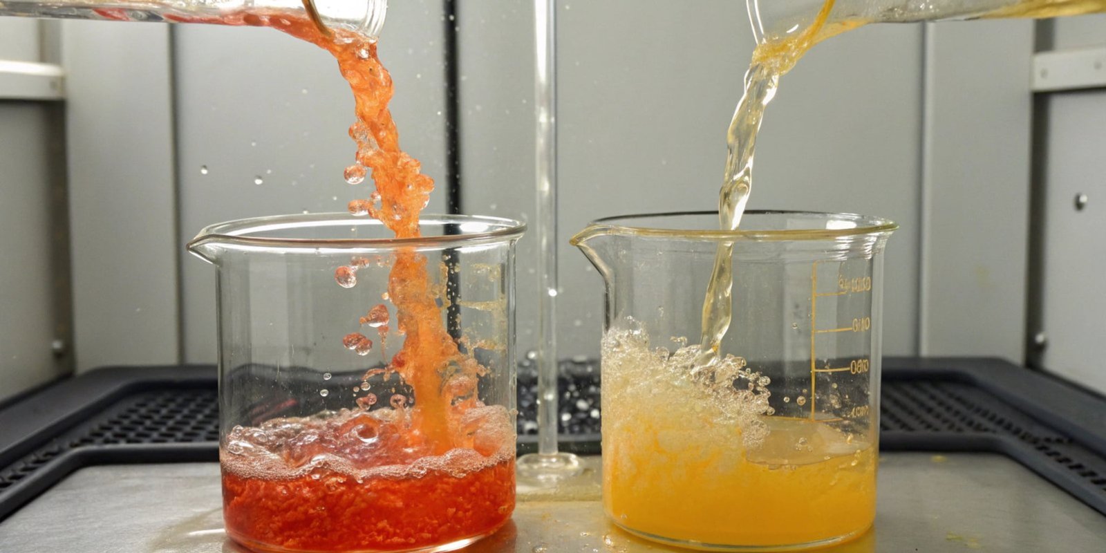 A diagram showing two streams of liquid colliding at high pressure to create a mix