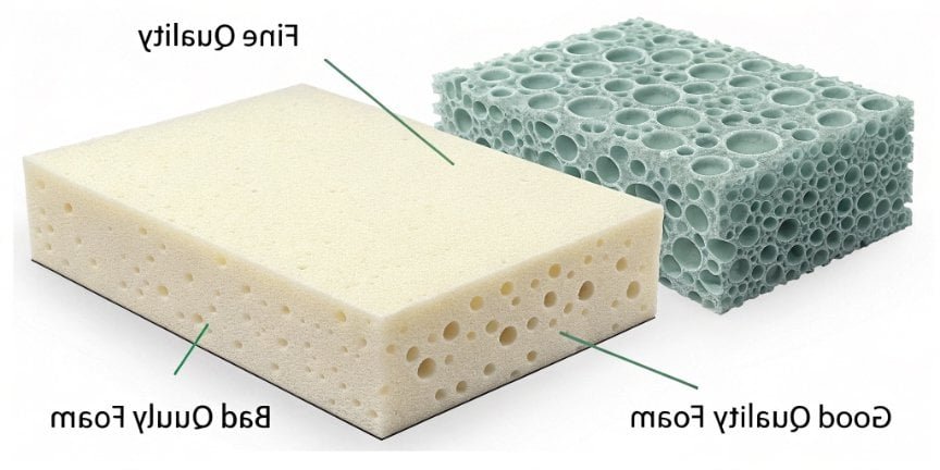 Good vs. Bad Polyurethane Foam Quality Comparison of good quality foam vs bad quality foam