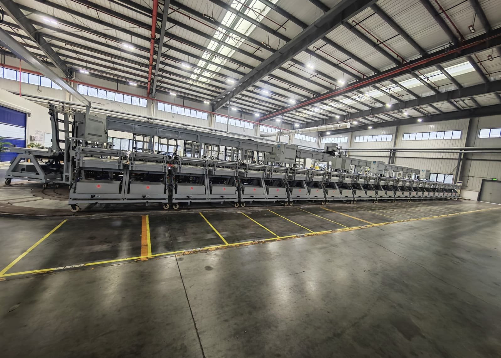 Furniture production line in a manufacturing facility